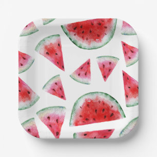 Assiettes En Carton Aquarelle Plaques en papier pastèque