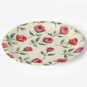 Assiettes En Carton Aquarelle Plaques en papier Roses rouges (Angle)