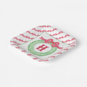 Assiettes En Carton Aquarelle Polka Rouge Pot Bow Monogramme Wreath (Angulaire)
