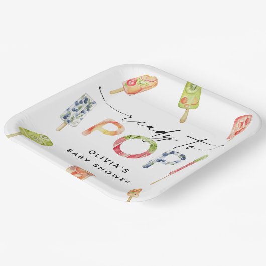 Assiettes En Carton Aquarelle Popsicle Prêt à Pop Baby shower (Angulaire)