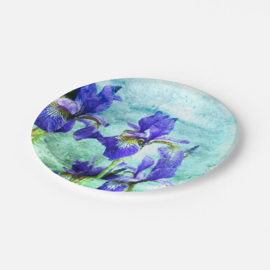 Assiettes En Carton Aquarelle pourpre d'iris (Angle)