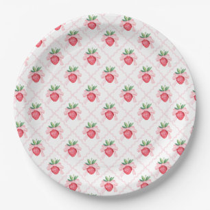 Assiettes En Carton Aquarelle Preppy Fraises Berry Sweet