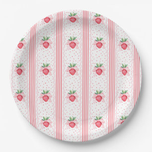 Assiettes En Carton Aquarelle Preppy Fraises Berry Sweet