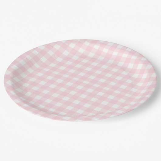 Assiettes En Carton Aquarelle Preppy rose En vichy plaid (Angle)