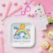 Assiettes En Carton Aquarelle Rainbow Baby Sprinkle (Fête)