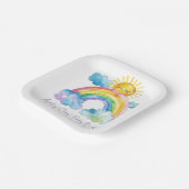 Assiettes En Carton Aquarelle Rainbow Baby Sprinkle (Angulaire)
