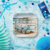 Assiettes En Carton Aquarelle Retro Campervan Avec Surf (Fête)