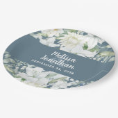 Assiettes En Carton Aquarelle romantique fleurs blanches mariage (Angle)