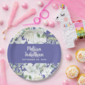 Assiettes En Carton Aquarelle romantique fleurs blanches mariage (Fête)