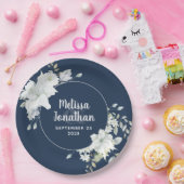 Assiettes En Carton Aquarelle romantique fleurs blanches mariage (Fête)