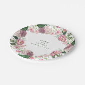Assiettes En Carton Aquarelle romantique Fleurs roses Mariage de jardi (Angle)