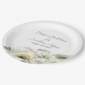 Assiettes En Carton Aquarelle romantique Ranunculus blanc (Angle)