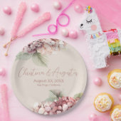 Assiettes En Carton Aquarelle romantique rose et bleu Hydrangea Fleurs (Fête)