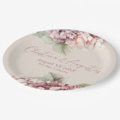 Assiettes En Carton Aquarelle romantique rose et bleu Hydrangea Fleurs (Angle)