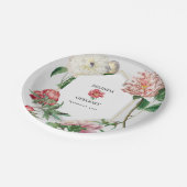 Assiettes En Carton Aquarelle rose blanc pivoines Mariage (Angle)