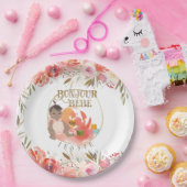 Assiettes En Carton Aquarelle Rose Bonjour Fille Bébé (Fête)