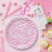 Assiettes En Carton Aquarelle rose chaud Zebra Print (Fête)