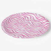 Assiettes En Carton Aquarelle rose chaud Zebra Print (Angle)