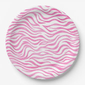 Assiettes En Carton Aquarelle rose chaud Zebra Print (Devant)