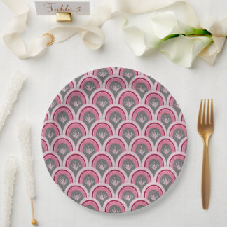 Assiettes En Carton Aquarelle Rose Classique Dessinée à la Main