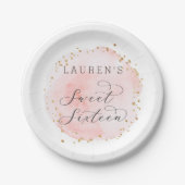 Assiettes En Carton Aquarelle rose et or (Devant)