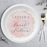 Assiettes En Carton Aquarelle rose et or<br><div class="desc">Cette plaque en papier sweet sixteen présente un cercle d'aquarelle peint en rose vif avec des accents de points en faux or. Pour une personnalisation plus avancée de cette conception,  cliquez sur le bouton "Personnaliser". Des articles correspondants sont également disponibles.</div>