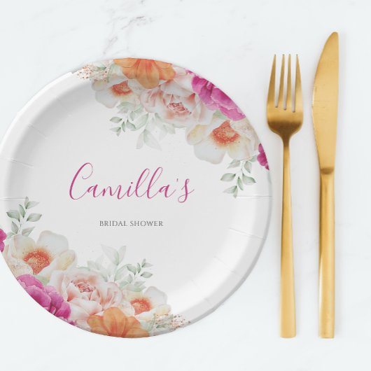 Assiettes En Carton Aquarelle rose et orange brillante Plaque en papie