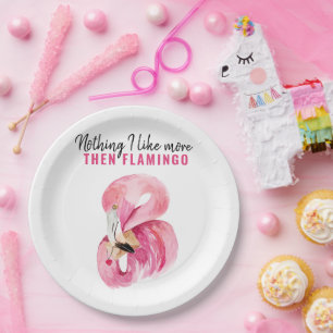 Assiettes En Carton Aquarelle rose exotique moderne Flamant rose cadea