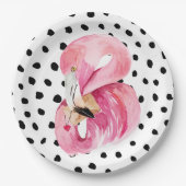 Assiettes En Carton Aquarelle rose exotique moderne Flamant rose & poi (Devant)