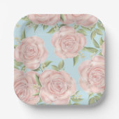 Assiettes En Carton Aquarelle rose Floral Chic Motif (Recto)
