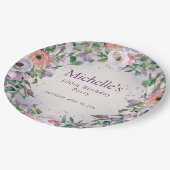 Assiettes En Carton Aquarelle rose Lilac pourpre Floral 100e anniversa (Angle)