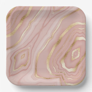 Assiettes En Carton aquarelle rose mignonne conception abstraite