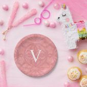 Assiettes En Carton Aquarelle rose monogrammée (Fête)