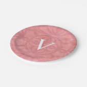 Assiettes En Carton Aquarelle rose monogrammée (Angle)