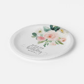 Assiettes En Carton Aquarelle rose pâle 80e anniversaire (Angle)