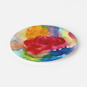 Assiettes En Carton Aquarelle rose pavot plaque de papier (Angle)