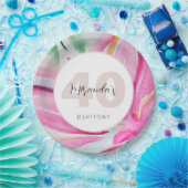 Assiettes En Carton Aquarelle rose Pétale Florale Monogramme (Fête)