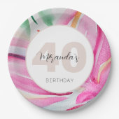 Assiettes En Carton Aquarelle rose Pétale Florale Monogramme (Devant)