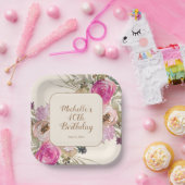 Assiettes En Carton Aquarelle rose pourpre douce 40e anniversaire (Fête)