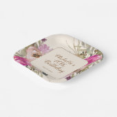 Assiettes En Carton Aquarelle rose pourpre douce 40e anniversaire (Angulaire)