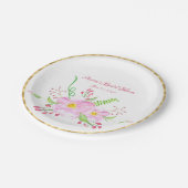 Assiettes En Carton Aquarelle rose Roses sauvages (Angle)