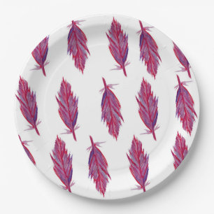 Assiettes En Carton Aquarelle rose rouge Plaques en papier