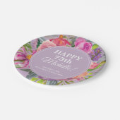 Assiettes En Carton Aquarelle rose violet Fleur sauvage 75e anniversai (Angle)