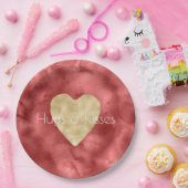 Assiettes En Carton Aquarelle rouge Coeur or (Fête)