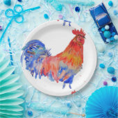 Assiettes En Carton Aquarelle rouge de coq Plaque de papier d'annivers (Fête)