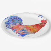 Assiettes En Carton Aquarelle rouge de coq Plaque de papier d'annivers (Angle)