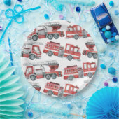 Assiettes En Carton Aquarelle rouge Plaque en papier pour camion à feu (Fête)
