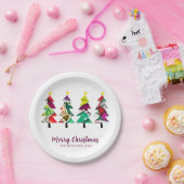 Assiettes En Carton Aquarelle rustique arbres de Noël (Fête)