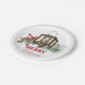 Assiettes En Carton Aquarelle rustique Berries à pin de Noël (Angle)