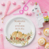 Assiettes En Carton Aquarelle rustique chute dans l'amour Citrouille M (Fête)